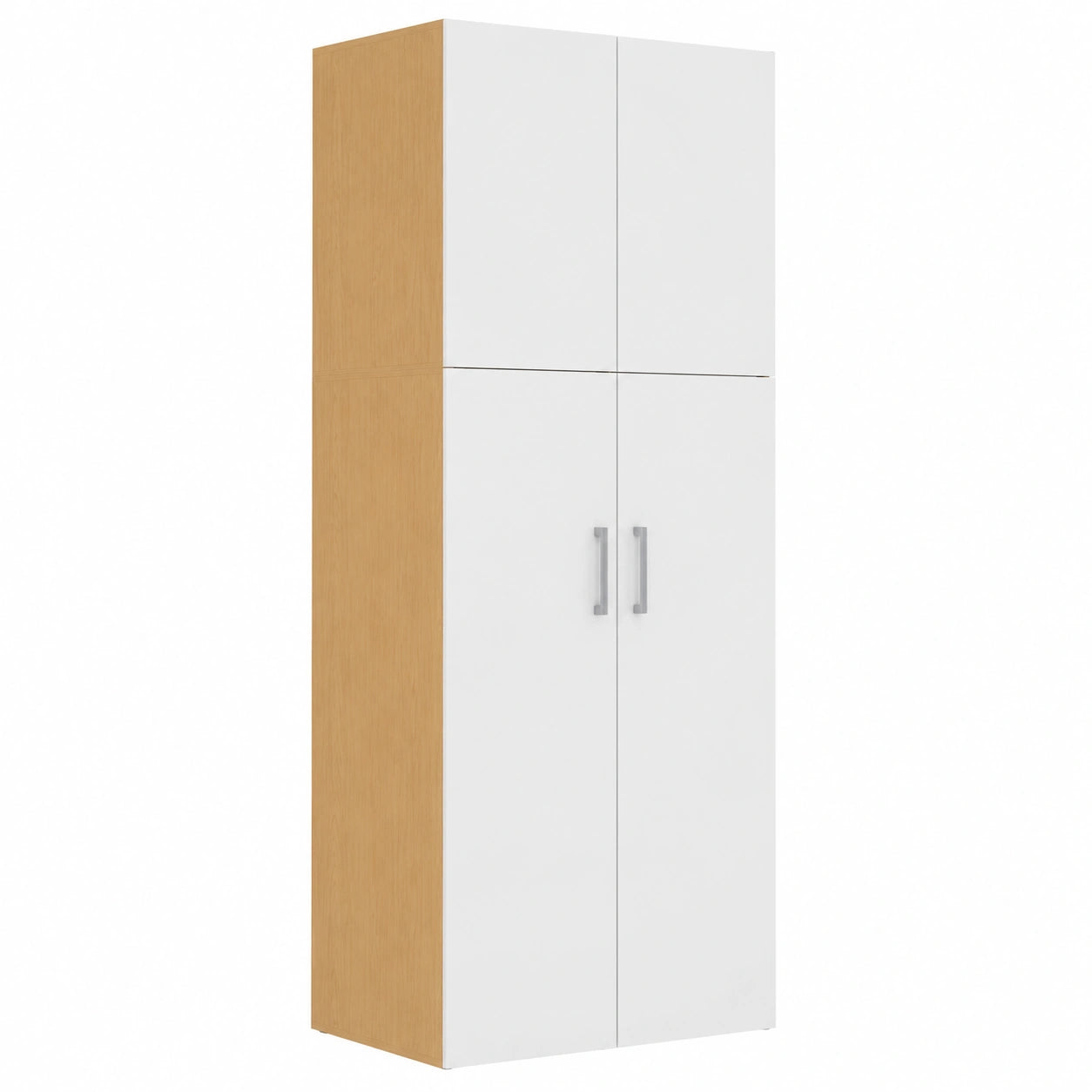 Armadio a Due Ante JULIANA, Bianco e Legno, 50 cm con Ripiano