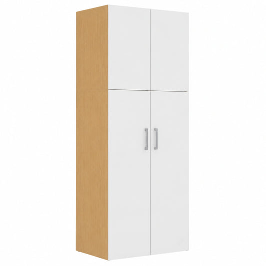 Armadio a Due Ante JULIANA, Bianco e Legno, 50 cm con Ripiano