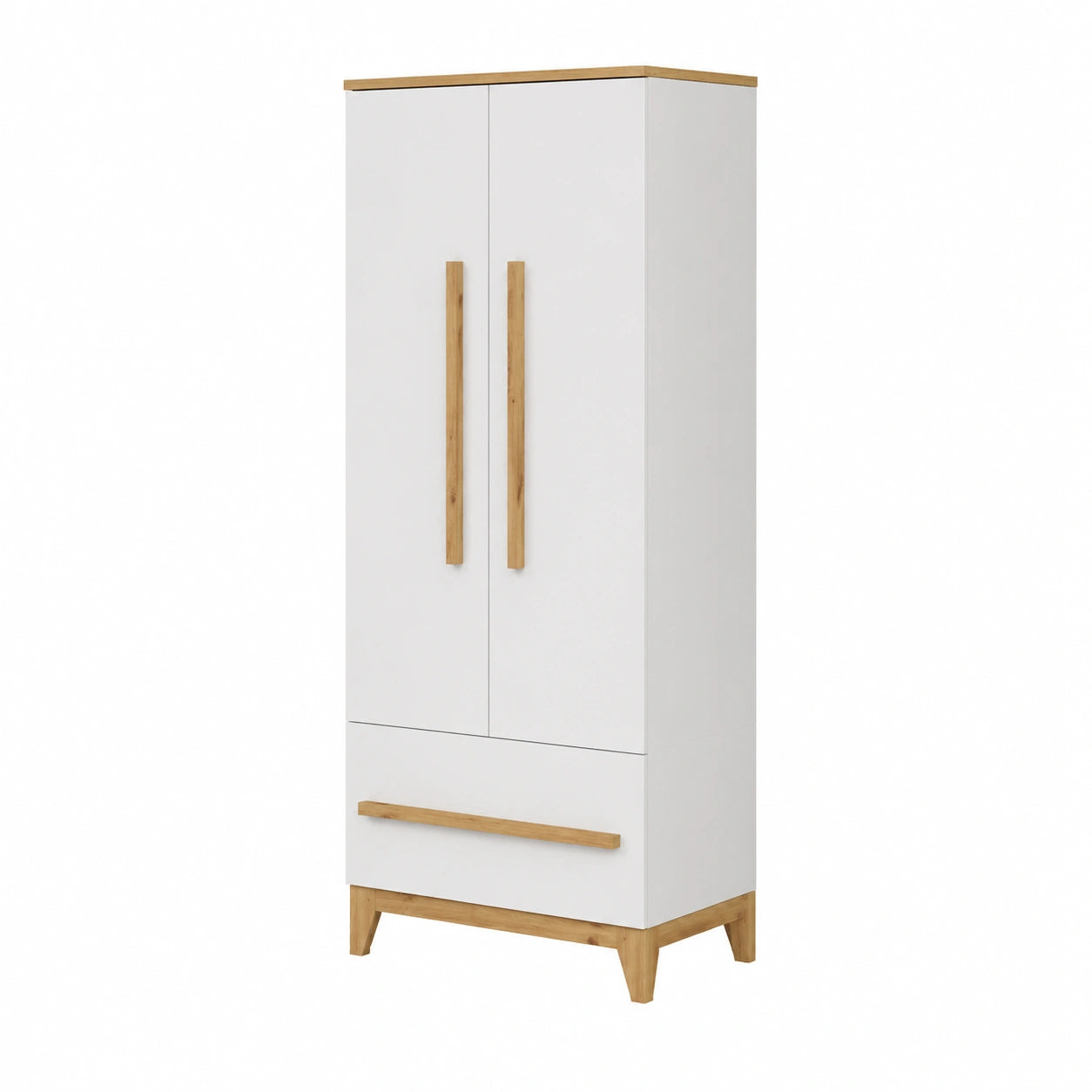 Armadio per Bambini Mailo in Bianco Artigianale con 4 Cassetti, 70 x 186,8 cm