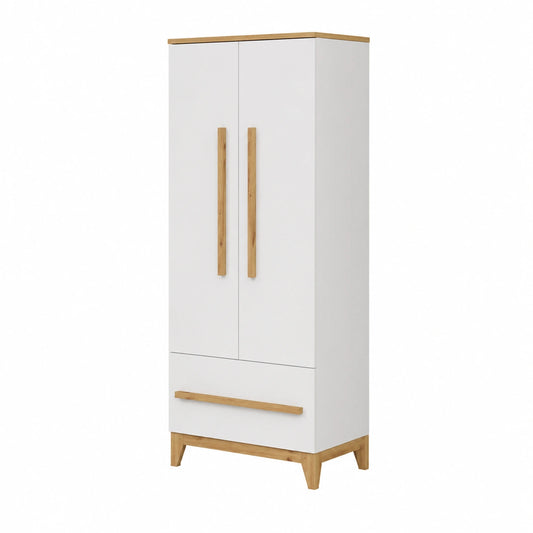 Armadio per Bambini Mailo in Bianco Artigianale con 4 Cassetti, 70 x 186,8 cm