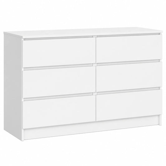 Cassettiera Moderna con 6 Cassetti per Casa, Bianca 120x77x40 cm