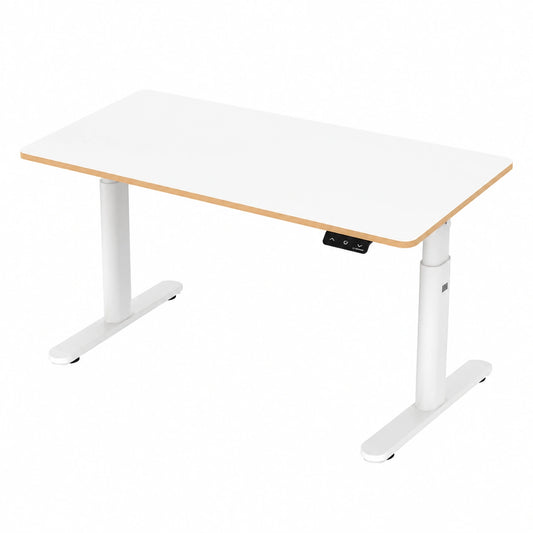 Scrivania Elettrica Regolabile Ultradesk PULSAR per Bambini, 136x60x55-81cm, Adatta per 2 Monitor, con LED, Bianco
