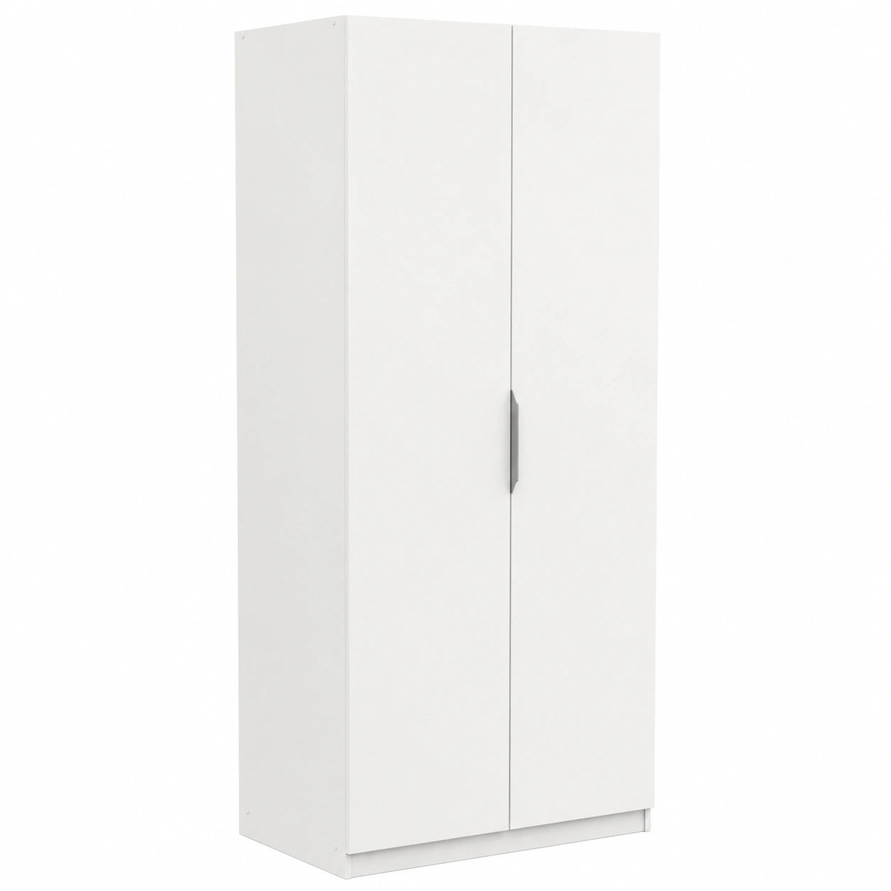 Guardaroba Moderno con 2 Ante e Ripiano, Bianco Opaco, 79.4x51.1x203 cm, Legno Composito