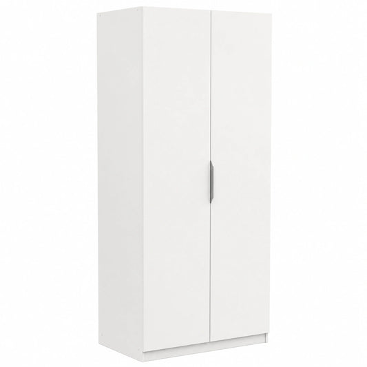 Guardaroba Moderno con 2 Ante e Ripiano, Bianco Opaco, 79.4x51.1x203 cm, Legno Composito
