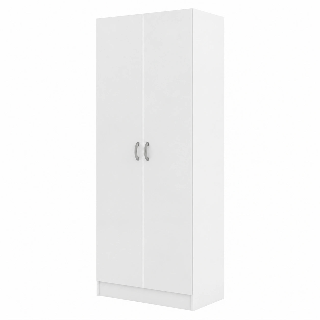 Armadio Bianco Multiuso a Due Ante con Ripiani Regolabili, 69x35x170 cm