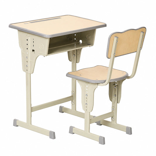 Set Scrivania e Sedia Regolabile per Bambini in Acciaio e MDF