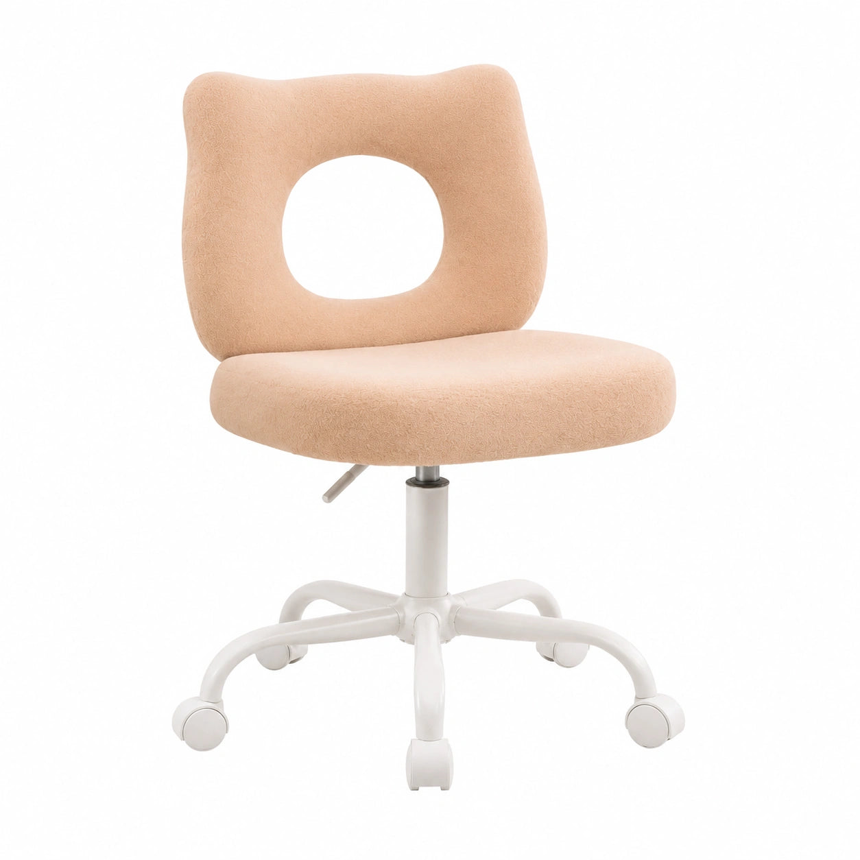 Sedia Girevole Regolabile in Pelliccia Sintetica per Bambini, Design Orsetto, Cachi