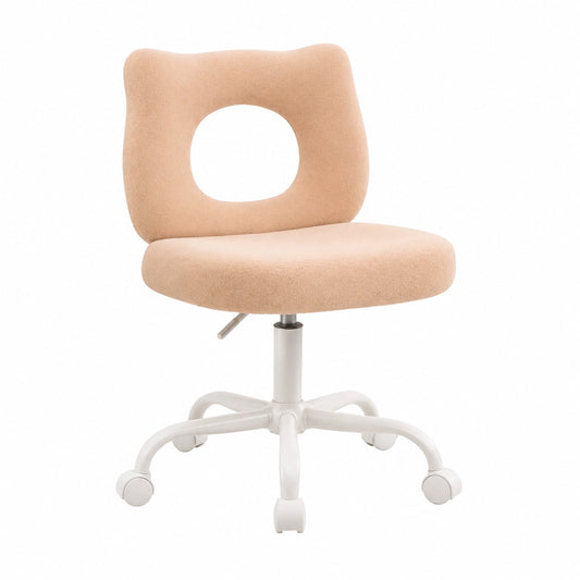 Sedia Girevole Regolabile in Pelliccia Sintetica per Bambini, Design Orsetto, Cachi