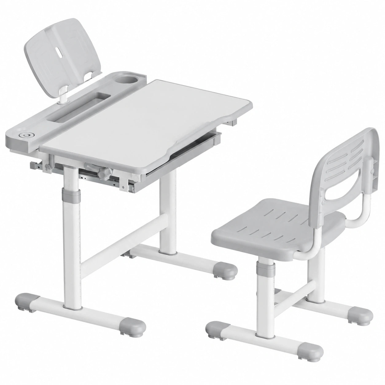 Set scrivania regolabile per bambini con sedia e leggio, inclinabile e ergonomico