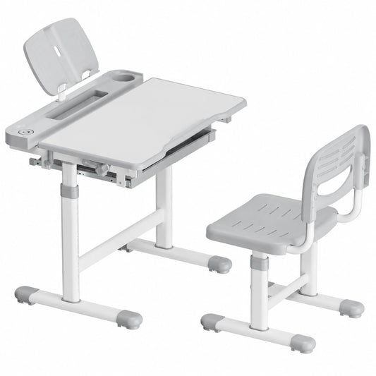 Set scrivania regolabile per bambini con sedia e leggio, inclinabile e ergonomico