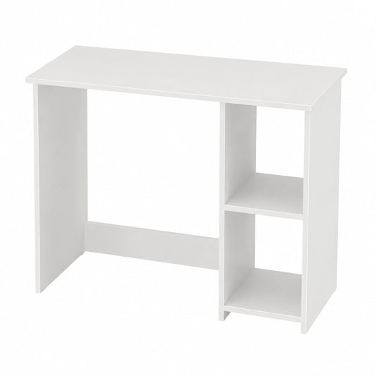 Scrivania Computer Compatta in Legno con Ripiani, Design Moderno per Casa e Ufficio, 80x40x74 cm, Colore Bianco