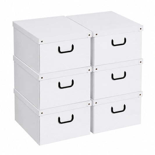 Set Scatole Armadio in Cartone per Vestiti e Biancheria, Organizzatore Grande per Cameretta e Cambio Stagione, Bianco 40x50x25 cm