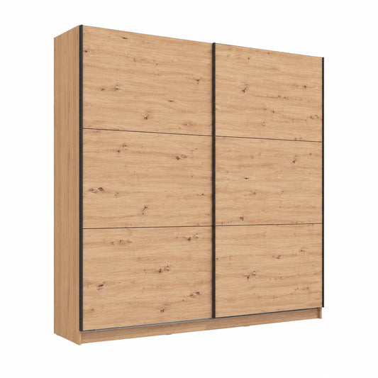 Armadio Calvello con ante scorrevoli in legno laminato, disponibile in vari colori, dimensioni 217x210x62,5 cm
