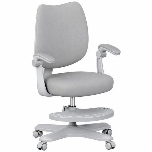 Sedia Ergonomica per Bambini MARK ADLER Junior 4.6 con Altezza e Schienale Regolabili, Rotazione a 360°, e Poggiapiedi - Grigio