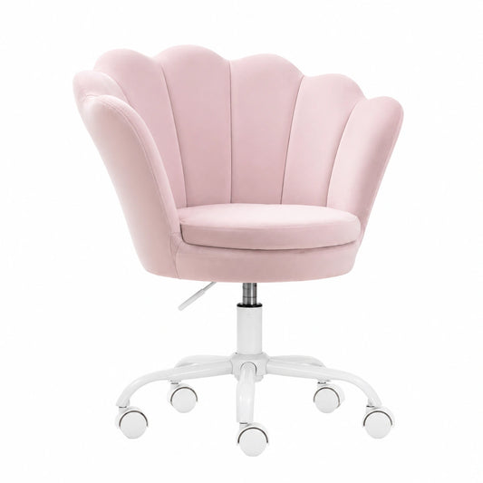 Sedia Girevole per Bambini in Velluto Rosa, Regolabile e Confortevole